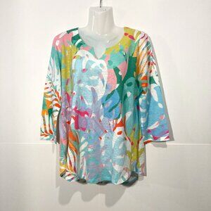 Atelier5 by Gozde Yilman Art to Wear Floral 3/4 Sleeve Knit Top Multicolor L